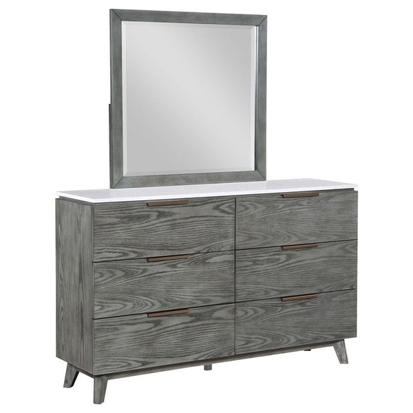 Nathan 6-drawer Dresser with Mirror Grey - 224603M