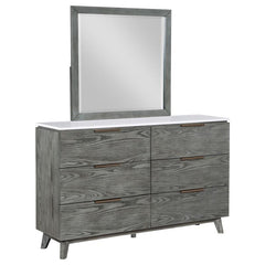 Nathan 6-drawer Dresser with Mirror Grey - 224603M