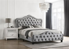 Bella Upholstered Eastern King Panel Bed Grey - 315871KE