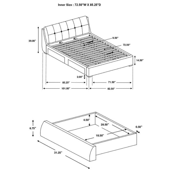 Fenbrook Upholstered California King Storage Panel Bed Grey - 300523KW