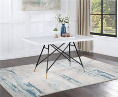 Gabrielle Rectangular Marble Top Dining Table White and Black - 190361