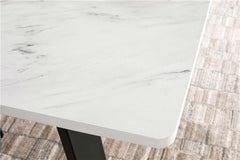 Mayer Rectangular Dining Table Faux White Marble and Gunmetal - 193781