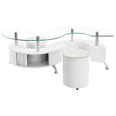 Buckley 3-piece Coffee Table and Stools Set White High Gloss - 703400