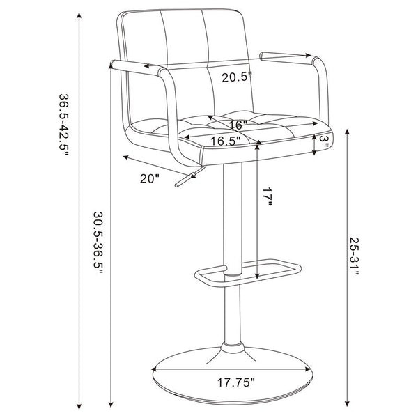 Palomar Adjustable Height Bar Stool Grey and Chrome - 121096