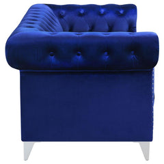 Bleker Upholstered Tuxedo Arm Tufted Loveseat Blue - 509482