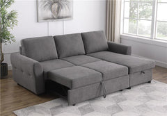 Samantha Upholstered Storage Sleeper Sectional Sofa Grey - 511088