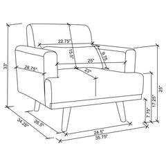 Blake 3-piece Upholstered Track Arm Sofa Set Sharkskin - 511121-S3