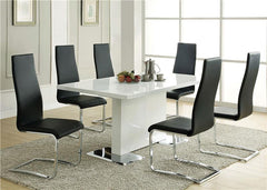 Anges T-shaped Pedestal Dining Table Glossy White - 102310