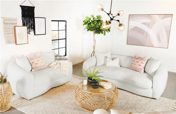 Isabella 2-piece Faux Sheepskin Upholstered Sofa Set Natural - 509871-S2