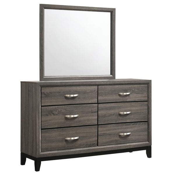 Watson 6-drawer Dresser with Mirror Grey Oak and Black - 212423M