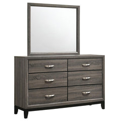 Watson 6-drawer Dresser with Mirror Grey Oak and Black - 212423M