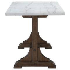 Aldrich 5-piece Counter Height Dining Set Genuine White Marble Top and Dark Brown - 182438-S5