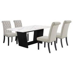 Sherry 5-piece Rectangular Marble Top Dining Set Sand and White - 115511-S5S