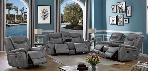 Conrad Upholstered Padded Arm Glider Recliner Grey - 650356