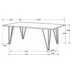 Neve Live-edge Dining Table with Hairpin Legs Sheesham Grey and Gunmetal - 193861