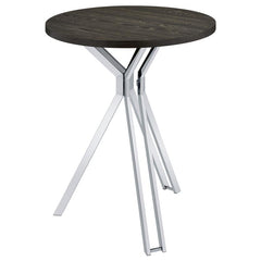 Edgerton Round Wood Top Bar Table Dark Oak and Chrome - 183131