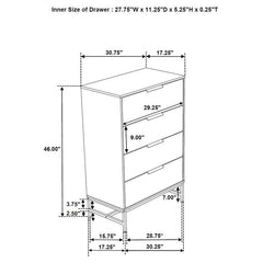 Sonora 4-drawer Bedroom Chest White - 224865