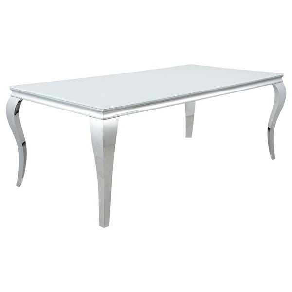 Carone Rectangular Glass Top Dining Table White and Chrome - 115081