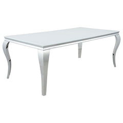 Carone Rectangular Glass Top Dining Table White and Chrome - 115081