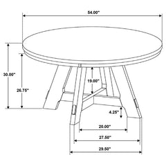 Danvers Round 54-inch Wood Dining Table Brown Oak - 109150