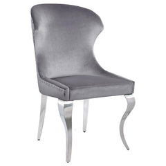 Cheyanne Upholstered Wingback Side Chair with Nailhead Trim Chrome and Grey (Set of 2) - 190743