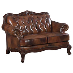 Victoria 2-piece Full Leather Upholstered Sofa Set Brown - 500681-S2