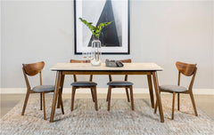 Everett Faux Marble Top Dining Table Natural Walnut and White - 192761