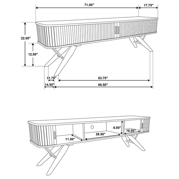 Valna Wood 71" TV Stand with Sliding Doors Walnut - 701713