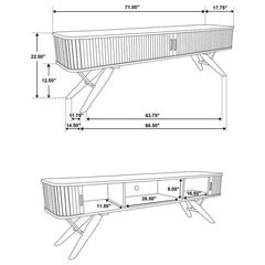 Valna Wood 71" TV Stand with Sliding Doors Walnut - 701713
