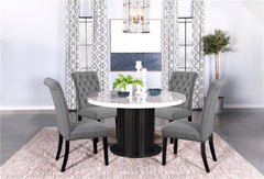 Sherry Round Dining Table Rustic Espresso and White - 115490