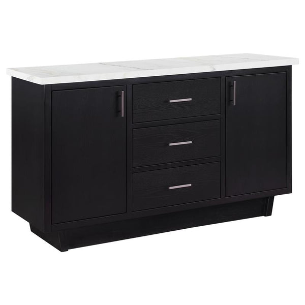 Sherry 3-drawer Marble Top Dining Sideboard Server White and Rustic Espresso - 115515