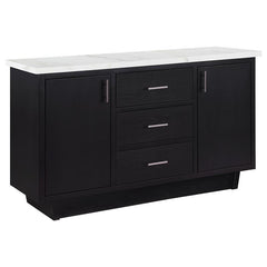 Sherry 3-drawer Marble Top Dining Sideboard Server White and Rustic Espresso - 115515