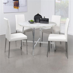 Alcott Round Faux Carrara Marble Top Dining Table Chrome - 120400