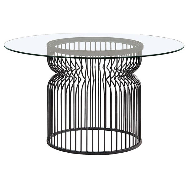Granvia Round Glass Top Dining Table Clear and Gunmetal - 193511BG