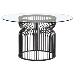 Granvia Round Glass Top Dining Table Clear and Gunmetal - 193511BG