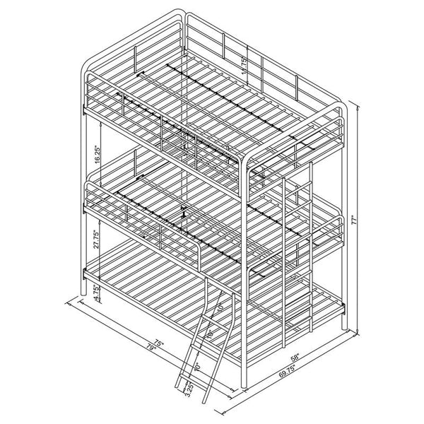 Garner Metal Full Triple Bunk Bed Gunmetal - 400779