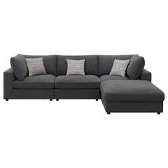 Serene 4-piece Upholstered Modular Sectional Sofa Charcoal - 551324-SETB
