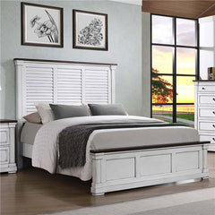 Hillcrest Wood Queen Panel Bed Distressed White - 223351Q