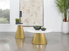 Avon Round Marble Top Stainless Steel Coffee Table White - 707828