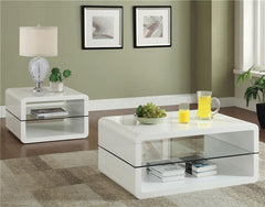 Elana 1-shelf Rectangular Side End Table White High Gloss - 703267