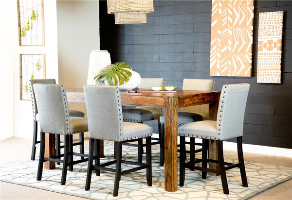 Kentfield Solid Back Upholstered Counter Height Stools Grey and Antique Noir (Set of 2) - 193128