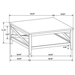 Hollis Square Wood Coffee Table With Shelf Brown and White - 708098