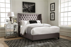 Bancroft Upholstered California King Wingback Bed Grey - 301405KW
