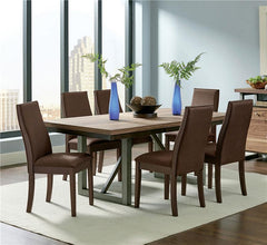 Spring Creek 7-piece Dining Room Set Natural Walnut and Chocolate Brown - 106581-S7