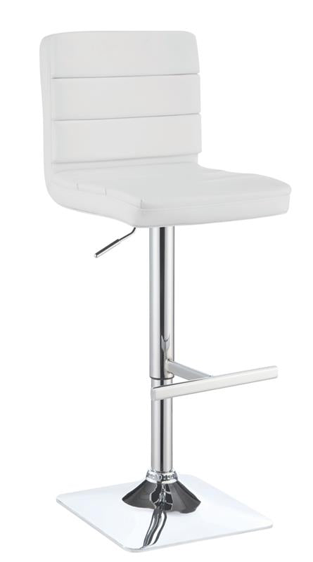 Bianca Upholstered Adjustable Bar Stools White and Chrome (Set of 2) - 120694