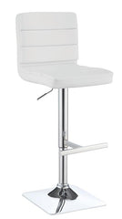 Bianca Upholstered Adjustable Bar Stools White and Chrome (Set of 2) - 120694