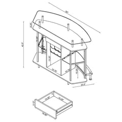 Gideon Crescent Shaped Glass Top Bar Unit with Drawer - 182235