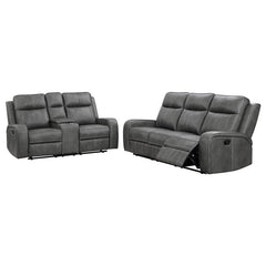 Raelynn 2-piece Upholstered Reclining Sofa Set Grey - 603191-S2