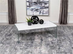 Opal Rectangular Glass Frame Coffee Table White High Gloss - 704148