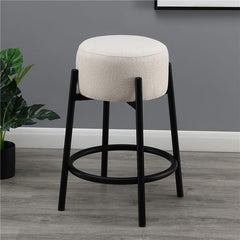 Leonard Upholstered Backless Round Stools White and Black (Set of 2) - 182175